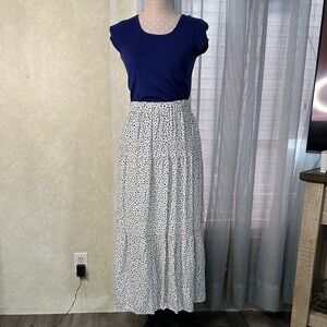 beachlunchlounge White and navy blue Maxi Skirt